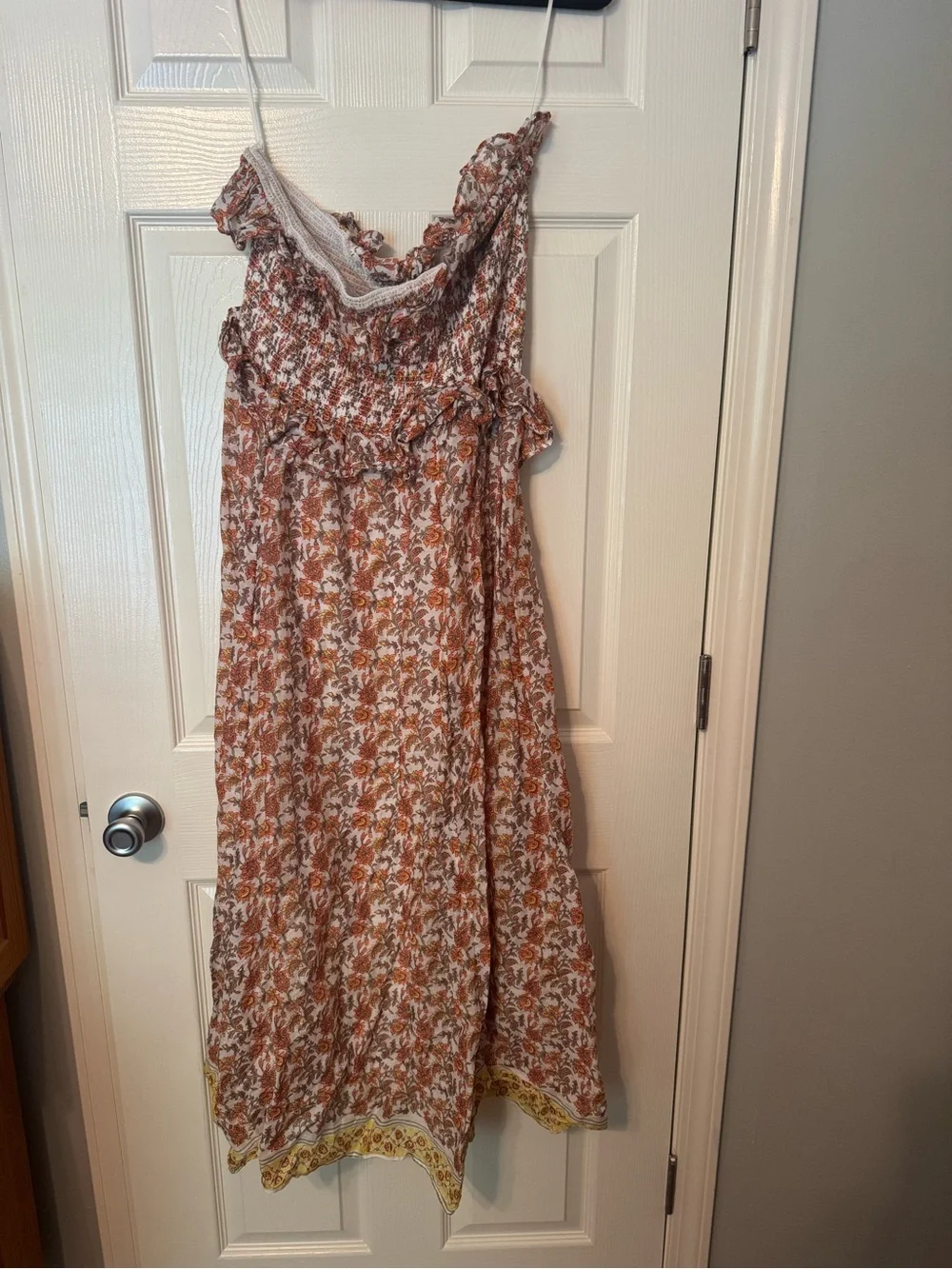 Floral Tiered Maxi Dress in Rust & White